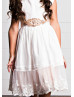 Cotton Lace Trim Tea Length Chic Flower Girl Dress